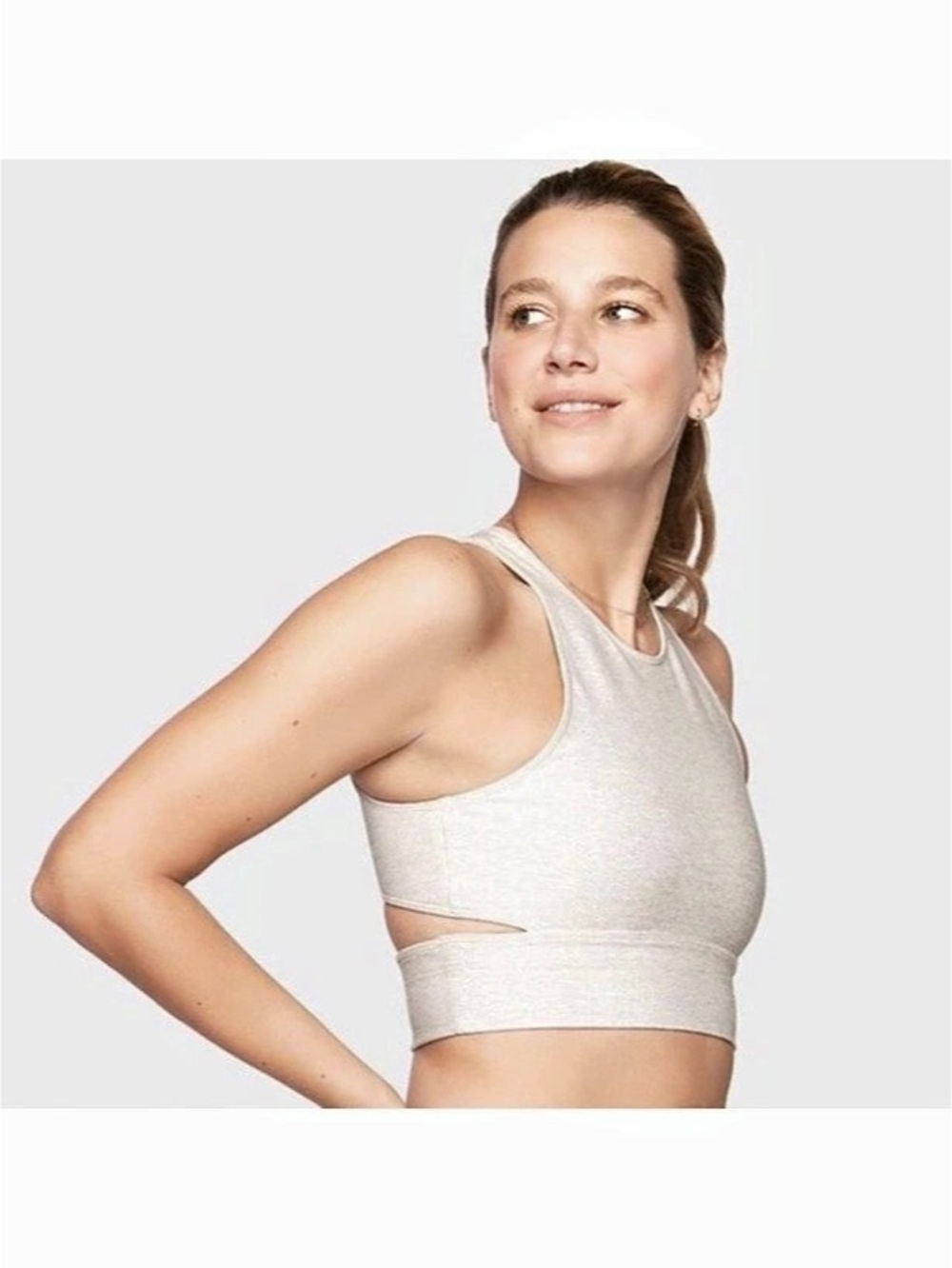Outdoor Voices Slashback Crop Top oatmeal size small